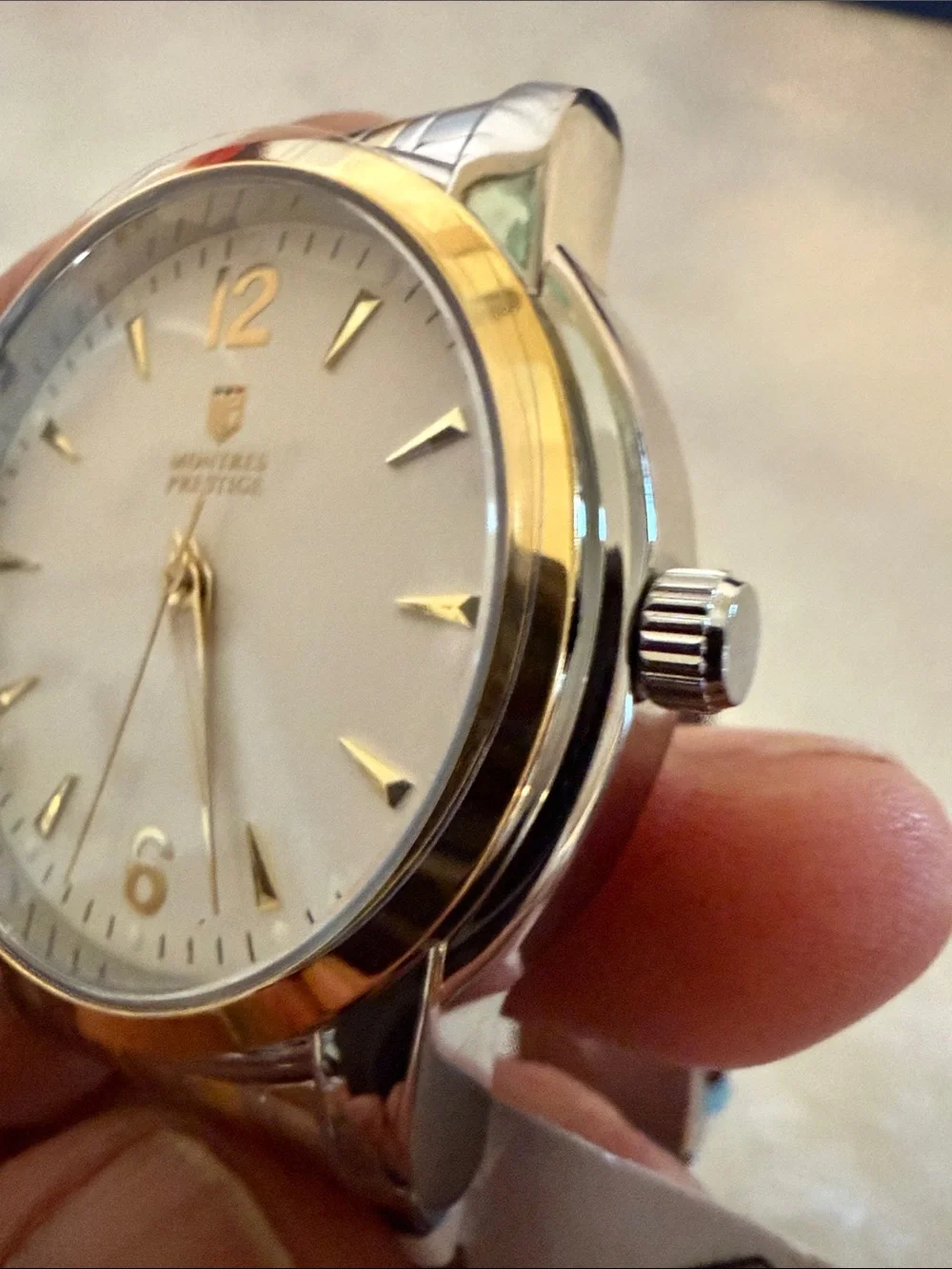 Men's Silver Stainless Steel Dress Watch - White Dial
